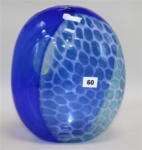 A Murano Incalma Diagonale con Occhio blue glass vase height 31cm